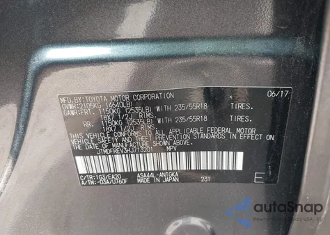 2017 Toyota Rav4 Limited z USA, uszkodzony, nr VIN JTMDFREV3HJ713201